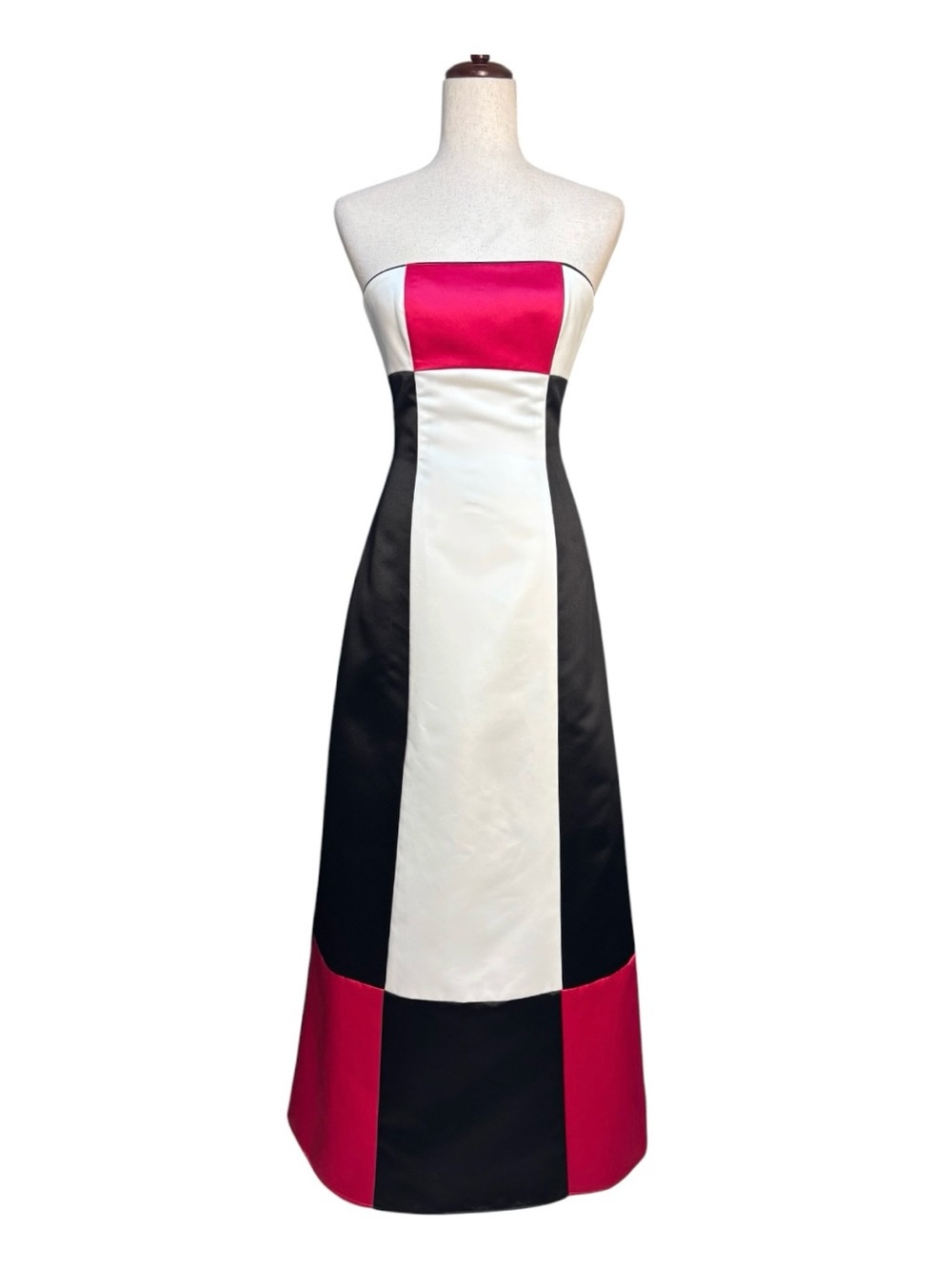 Vintage Jessica McClintock Gunne Sax Strapless Colorblock Formal Gown Size 3/4